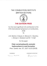 Gaydon Award certificate