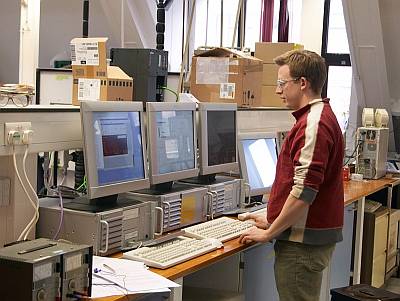 Mike Goodson in front of the Siemens industrial PCs