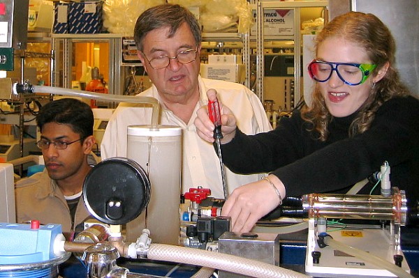 The MIT team preparing the equipment